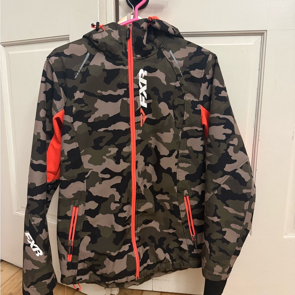 FXR Women's Camo Puffer Jacket with Orange Accents